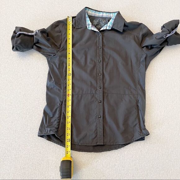 Gray Women's Kuhl Hiking Shirt with rolled sleeves - Picture 7 of 8